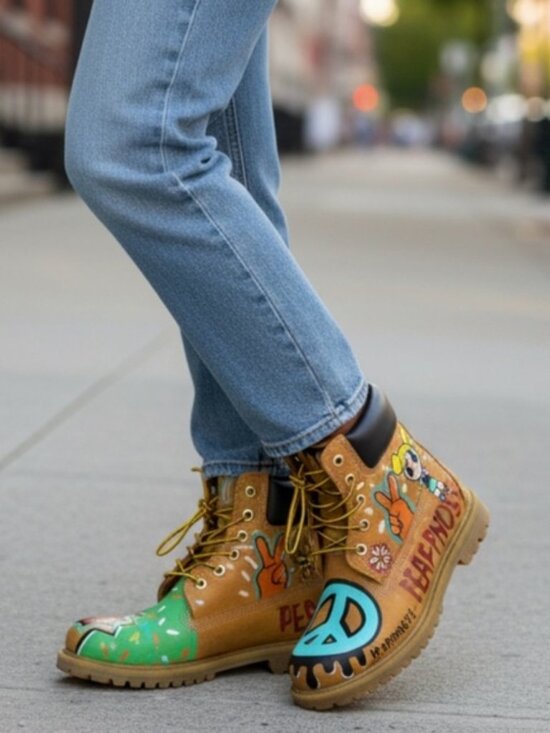 Timberland Shoes - TIMBERLAND Colorful Custom Boots with Art Design